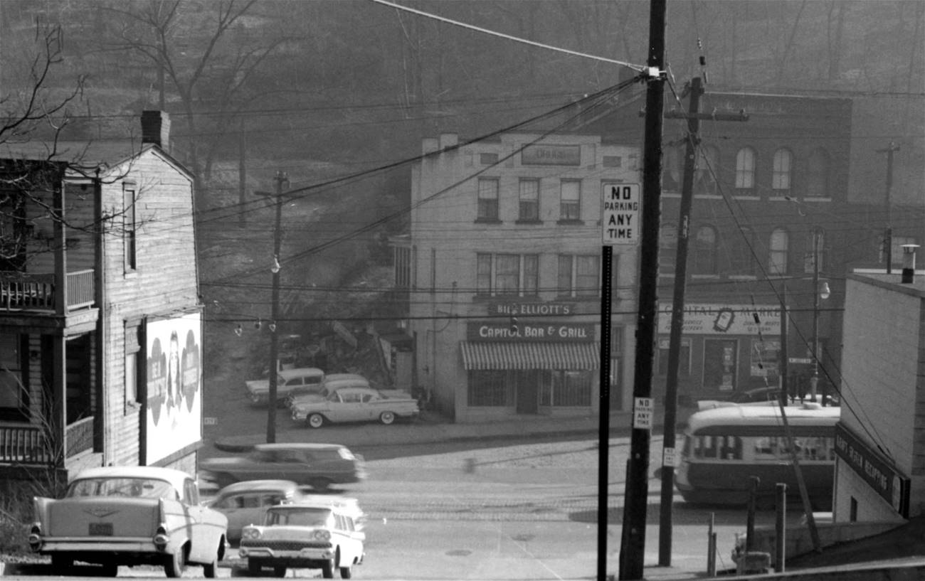 February 4, 1960 - Looking down Curranhill Avenue at
West Liberty Avenue and Capital Avenue.