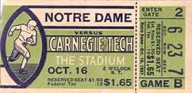 Carnegie Tech-Duquesne football ticket stub - 10/16/1937