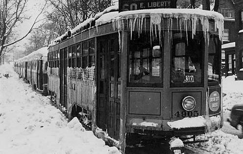 Trolley service ground to a halt
during the Thanksgiving Blizzard