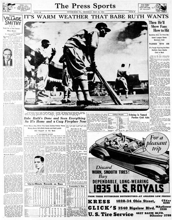 Babe Ruth at Forbes Field - 1935
