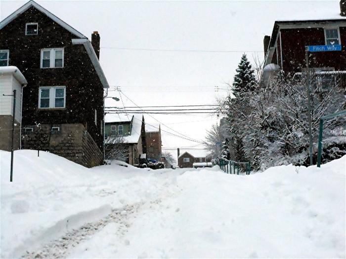Birchland Street, looking up from
Brookline Boulevard in December 2012.