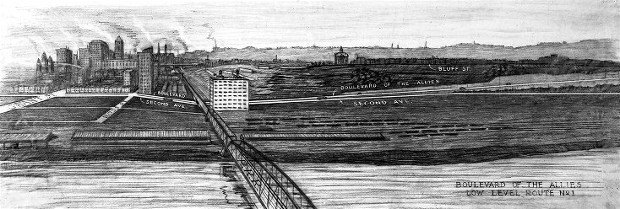 The low-level route proposed in 1919
for the Boulevard of the Allies.