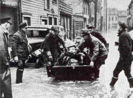 The Great Flood of 1936 - Citizens
 being rescued from the flooded areas.