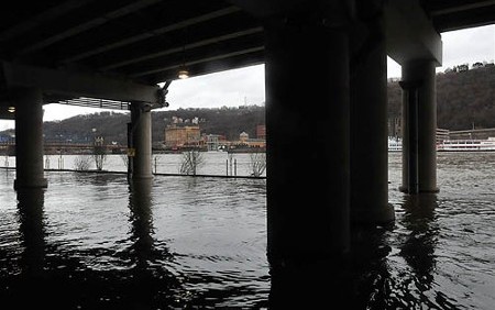 The Mon Wharf, which begins to flood at 18 feet,
in March, 2010 (river crest at 22.6 feet).