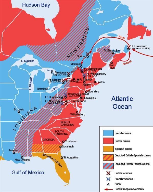 Map of Colonial America