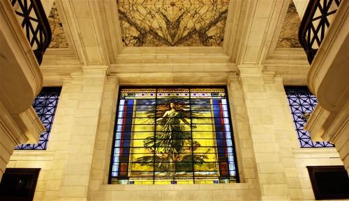 The interior of the Frick Building.