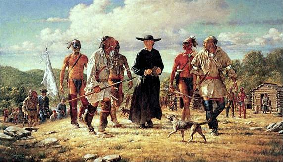 French delegation led by Pierre-Joseph
Celeron de Blainville at Logstown - 1749.