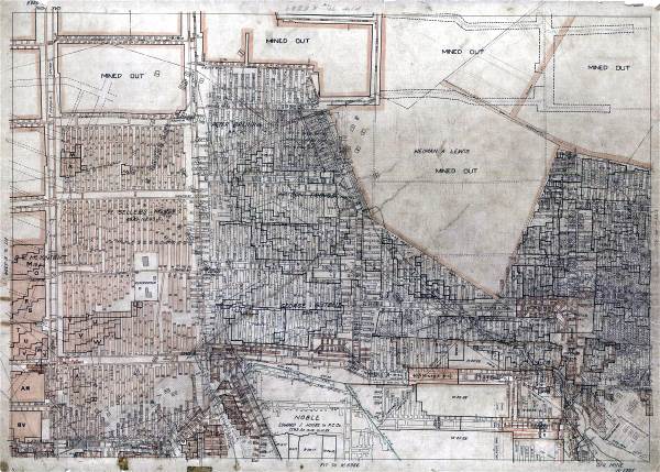 Map of the Oak Mine under Brookline - 1940s