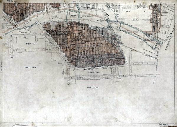 Map of the Oak Mine under Brookline - 1940s