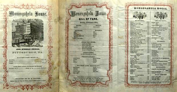 1887 Monongahela House Menu.
