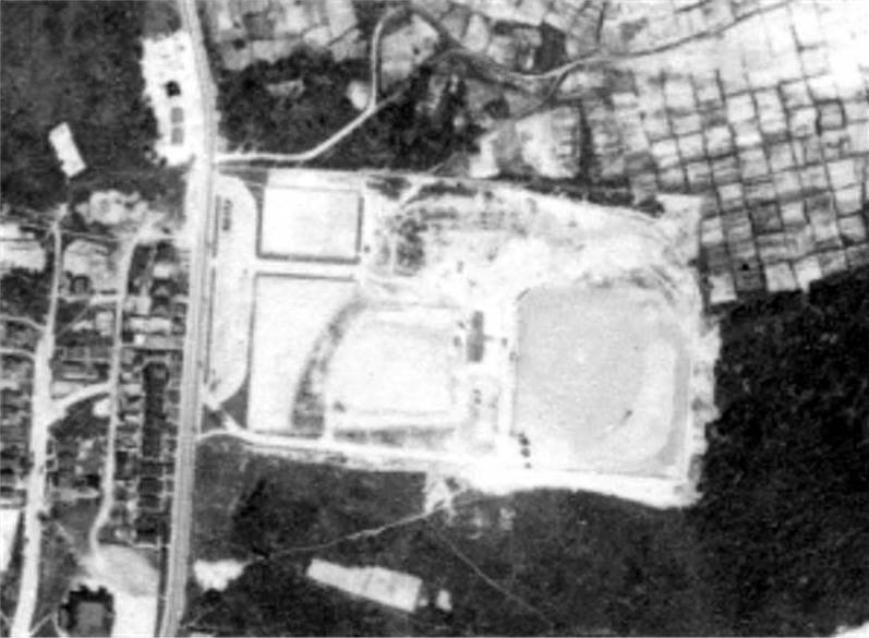 An aerial view of Moore Park construction in 1939.