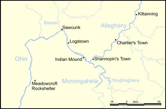 Map of Native American Settlements - 1752.