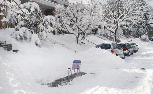 The infamous parking chair. When the snow
builds up, the chairs mark your parking spot.
Some say this is a Pittsburgh tradition.