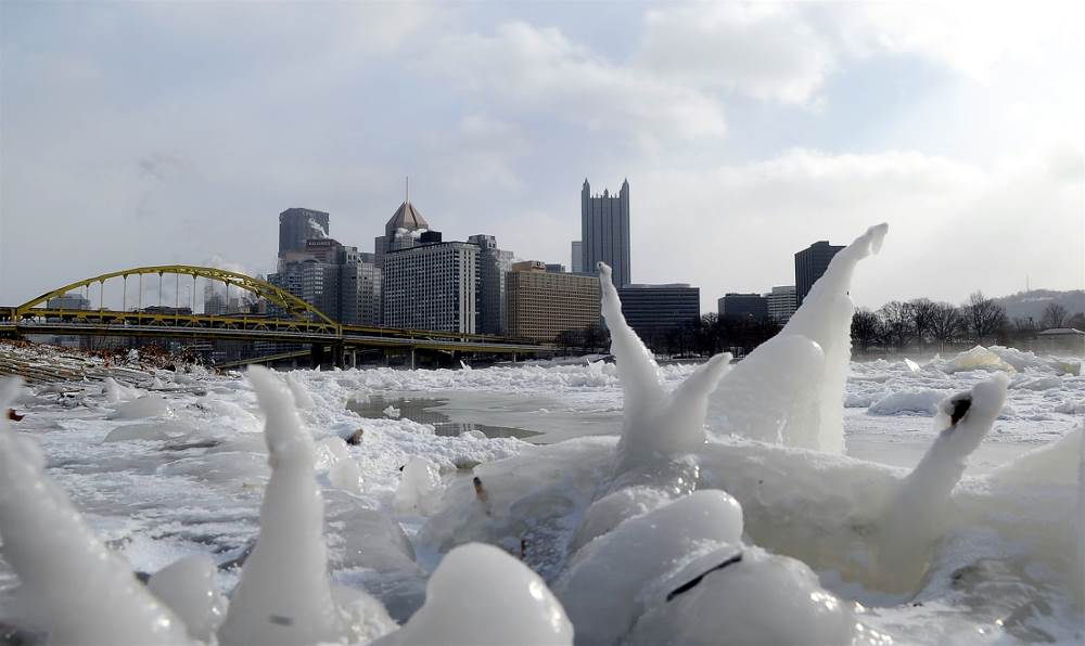 Ice forms along the Allegheny River
during periods of bitter cold.