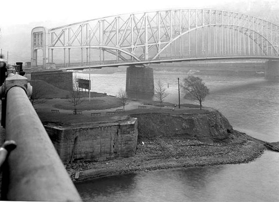 The Point in downtown Pittsburgh
and the Point Bridge in 1927.