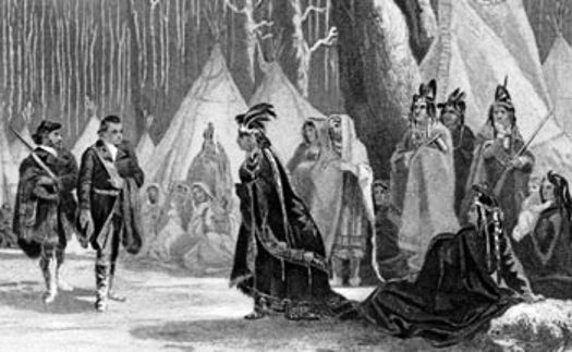 Major George Washington meets with Mingo-Seneca
tribal leader Queen Aliquippa - 1753.
