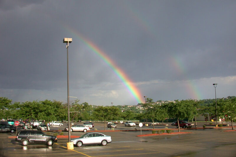 A rare double-rainbow over Pittsburgh.