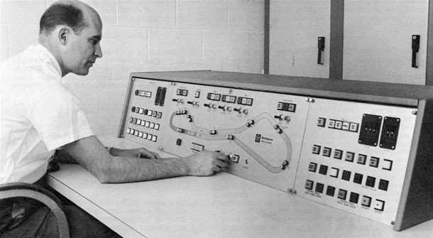 The Control Board that operated the Skybus
System, located in the North Station.