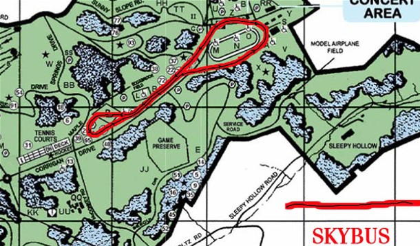 A rough outline of the Skybus Track