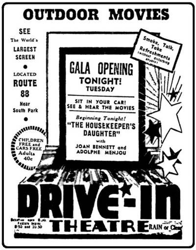 South Park Drive-In Theatre Ad - 1940