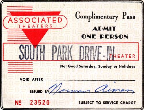 Admission Ticket to the South Park Drive-In