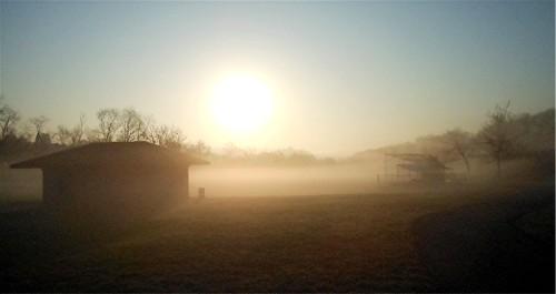 The sun rises over Brookline Park on March 17, 2012.
The temperature that day reached 77 degrees. The
longest March heat wave on record was set that
month, with eleven straight days over 70 degrees.