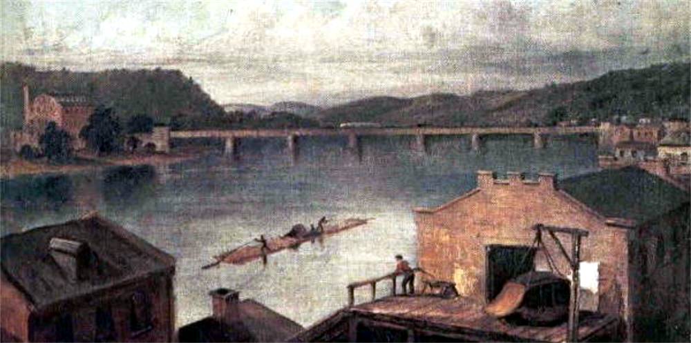 The Allegheny Aqueduct of the Pennsylvania Canal
where the canal boats entered Pittsburgh.