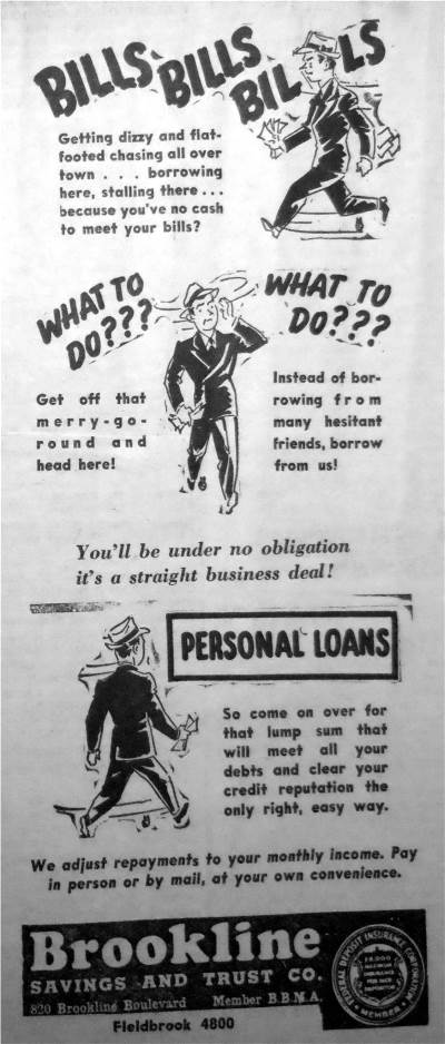 Brookline Savings and Trust Ad - 1966