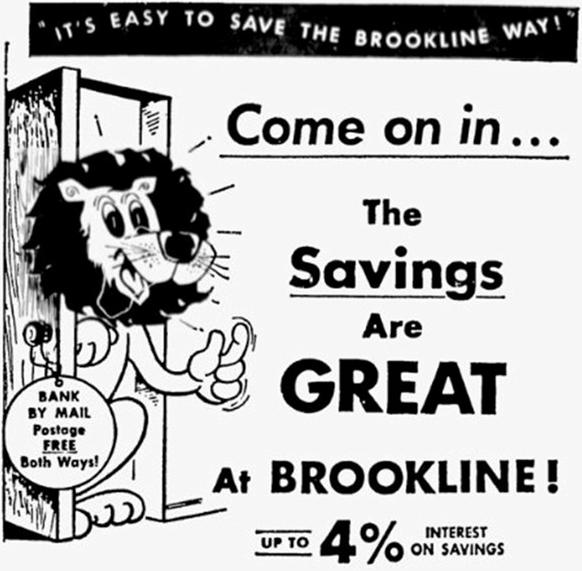 Brookline Savings and Trust Ad - 1966