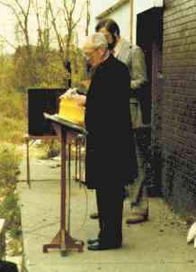 Picture of Father McMahon at the
groundbreaking of the Parkside Manor
Senior Highrise in East Brookline - 1980
