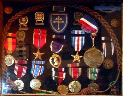 The many medals and ribbons earned by
Sal Bondi during his service in World War II.
