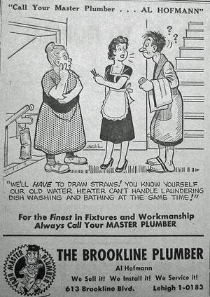 The Brookline Plumber ad - 1950
