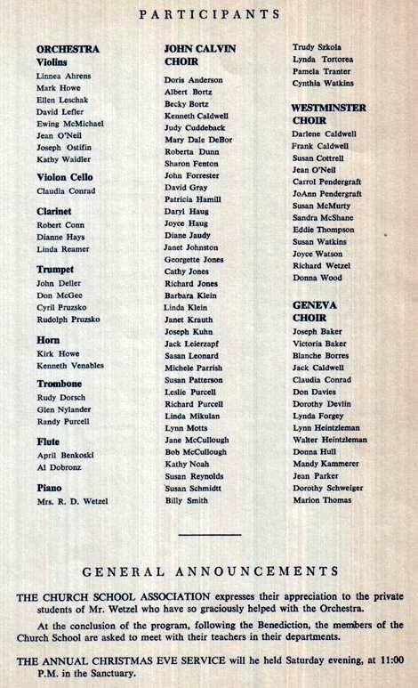 The John Calvin Choir
 Membership - 1960