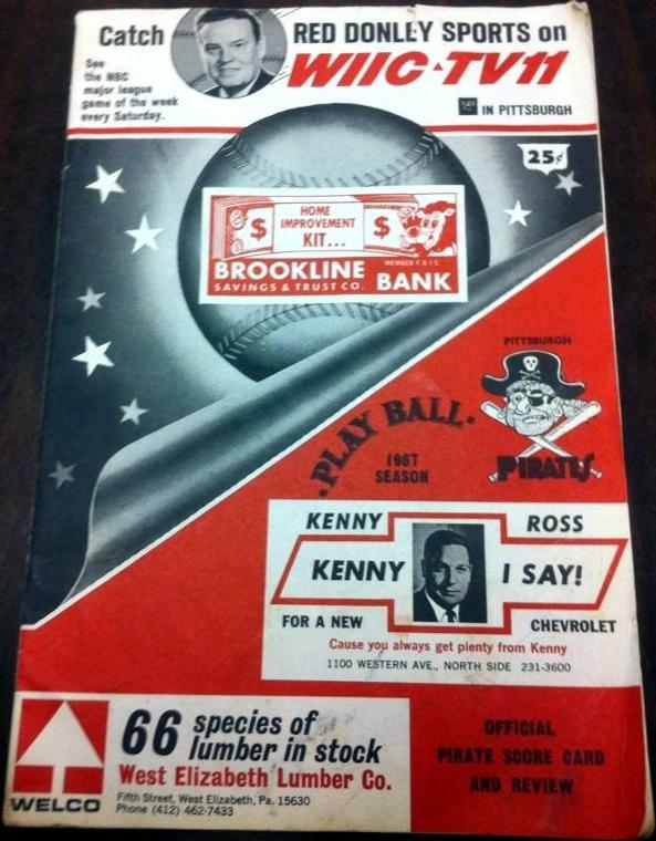 Advertisement for the Brookline Savings
and Trust on a 1967 Pittsburgh Pirate
souvenir game day program,