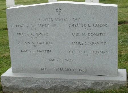 Ensign James Charles Wonn headstone
at Arlington National Cemetery
Washington D.C.