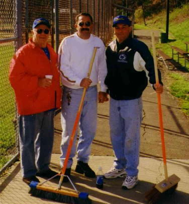 League President Tony 'The Bear' Colangelo (center) with
Bud Cambest (left) and Curt DeLuca (right) thanks everyone who chipped
in to help make this a marvelous weekend for the kids