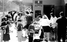 Lisa Blake serves up the hot dogs
after the opening day parade in 1999