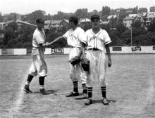 Pony Leaguers Jim Nagy and Tom Kail
 before a game in 1953.