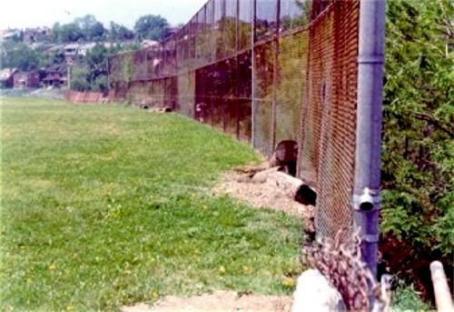 Picture of old outfield fence.