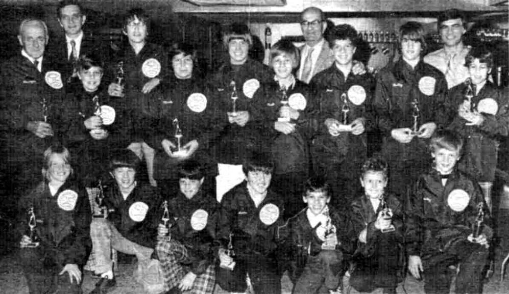 Picture of Joe Power with his BYMC team after their
 championship in 1974.