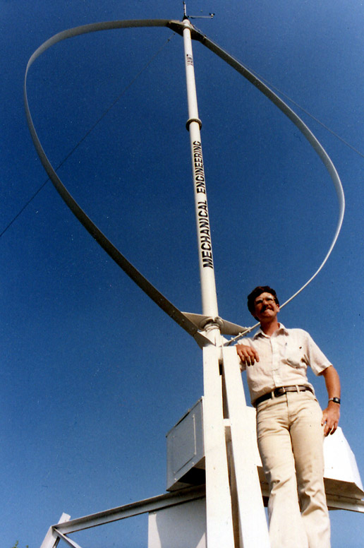 Mike Brendel and the VAWT
constructed at Clemson University.