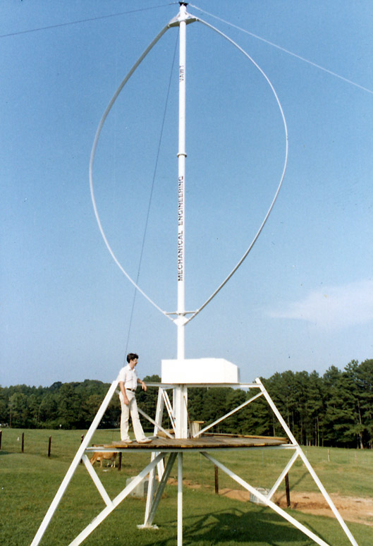 Mike Brendel and the VAWT
constructed at Clemson University.