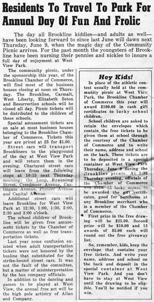 Newspaper clipping from 1954