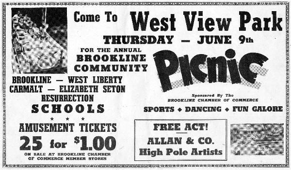 West View Park Ad from the 1950s