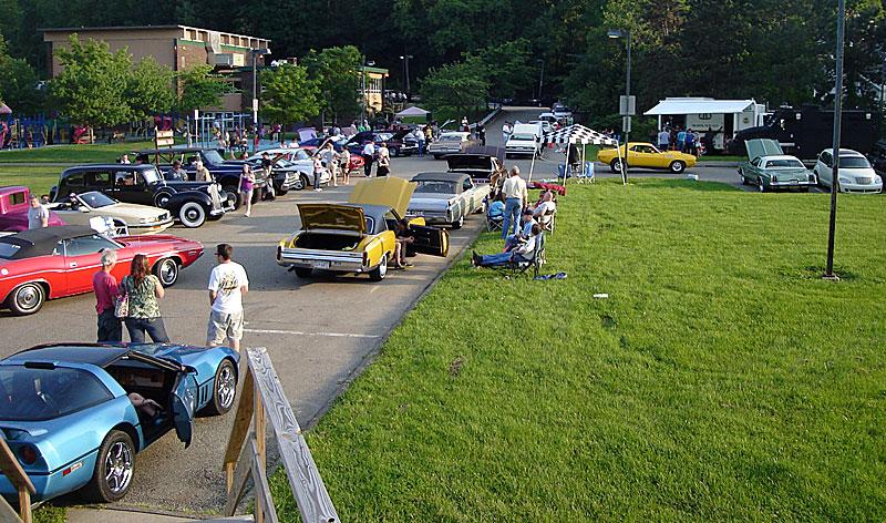 Classic Cars fill the lower lot
of Brookline Park - May 25, 2011