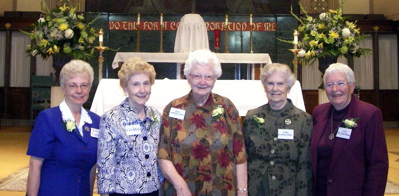 2008 - Five principals gather for
the 100th anniversary celebration.
Sister Claudia, Sister Lynn, Sister Harold Ann,
Sister Anna Marie and Sister Mary Joseph.