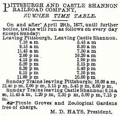 P&CSRR Time Table
