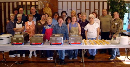 Volunteers gather at the Resurrection Fish Fry
on Ash Wednesday, February 25, 2009. The
Fish Fry are held every Friday during Lent.