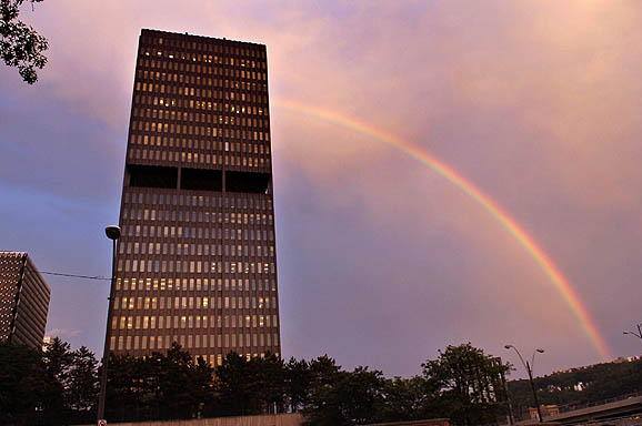 A rainbow over Pittsburgh.